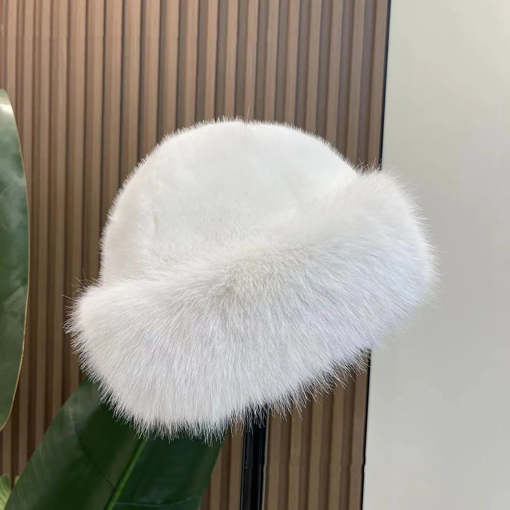 New Fluffy Fur Women's Winter Hat Winter Snow Ski Cap Female Faux Fur Thick Warm Windproof Hat Russian Hat Mink Fisherman's Hat Purest Peak