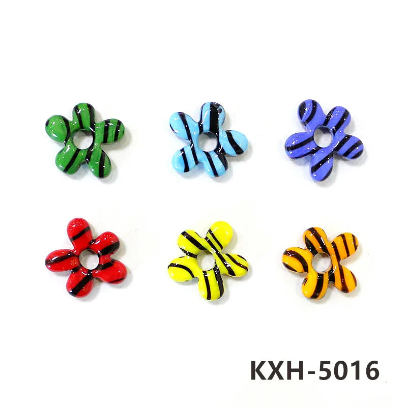 6pcs Irregular Shape Cute Mini Glass Flower Ornament Christmas Wedding Party Decor Supplies DIY Girl Jewelry Pendant Accessories Quick Pick Grocers