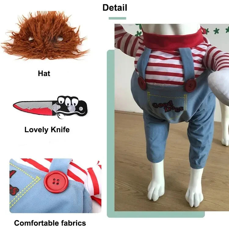 Halloween Dagger Pet Costume - Funny Knife-Holding Dog & Cat Standing Dress for Festival Dress-Up Econic Blanks