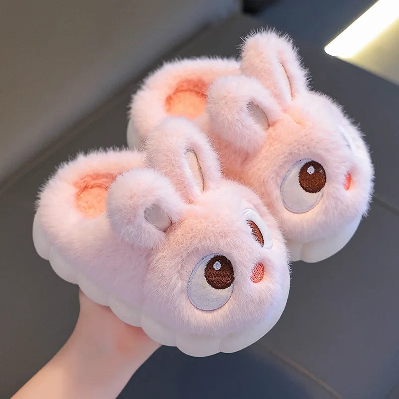 2024 New Cute Rabbit Children's Cartoon Winter Slippers Comfortable Warm House Shoes Boys Girls Indoor Home Fluffy Slippers Purest Peak