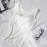 Women's Vest Tops With Built In Padded Bra Vest Slim Fit Tank Tops Sexy Shirts Feminino Casual Underlay Slimming Lingerie Top Quick Pick Grocers