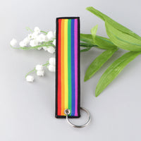 1pcs Rainbow Gay Embroidered Keys Tag Keychains For Motorcycles Cars Backpack Fashion Key Ring Accessories Chaveiro Gifts Quick Pick Grocers