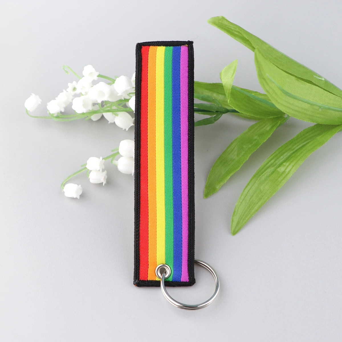 1pcs Rainbow Gay Embroidered Keys Tag Keychains For Motorcycles Cars Backpack Fashion Key Ring Accessories Chaveiro Gifts Quick Pick Grocers