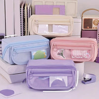 Large Capacity Pencil Case Organizer - Multi-Compartment Desktop Storage for School & Office Supplies ( Pink/Purple/Black) Quick Pick Grocers