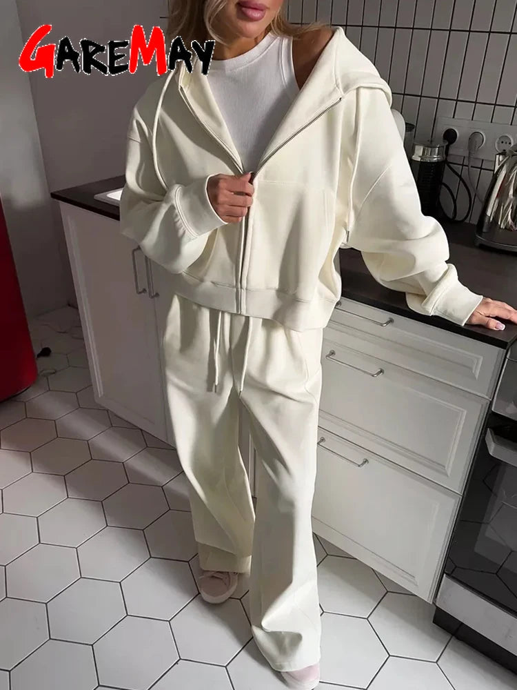 Autumn Women's Tracksuit with Zipper and Trousers Gary Casual Two Piece Set Women Casual Yellow  Pant Sports Suit with A Hood Quick Pick Grocers