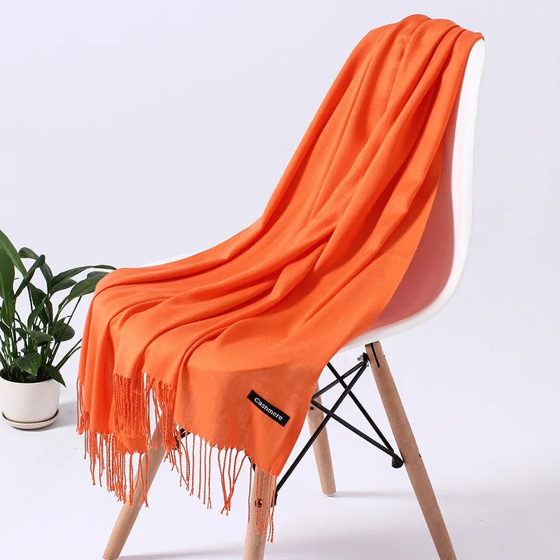 Fashion Solid Scarf Women Cashmere Soft Winter Warm Scarves Hijab Female Long Headband Shawl Wraps Bandana Foulard 2022 Echarpe Quick Pick Grocers
