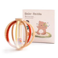 Baby Rattle Toy Wooden Rain Drum With Silicone Baby Sensory Touch Toy Newborn Dental Care Gum Anti-eating Hand Molar Stick Gif Purest Peak