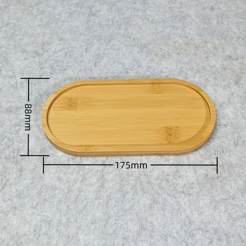 Multi Bamboo Tray Wood Saucer Flower Pot Tray Cup Pad Coaster Plate Kitchen Decorative Plate Creative Coaster Coffee Cup Mat Quick Pick Grocers