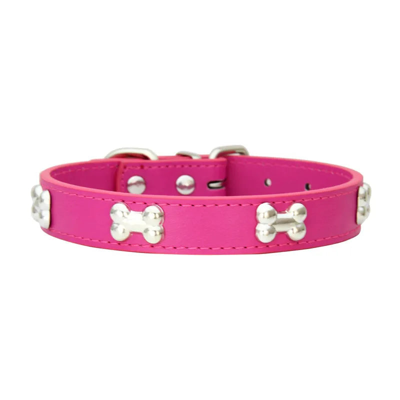 Bone Leather Durable Pet Dog Collars Puppy Pug Collars for Small Large Dog Chihuahua Cat Accessories Pet Collar for Small Dogs Quick Pick Grocers