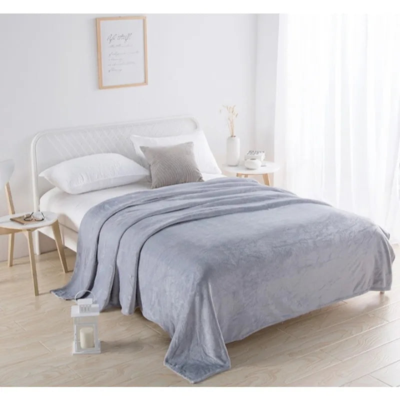 2025 new solid color simple plush blanket multi-functional Farley plush thickened warm blanket Purest Peak