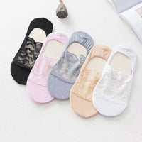 New Women Socks Slippers Non-slip Breathable Cute Lace Invisible Socks Sexy Non-slip Cool Thin Socks Fashion Black Boat Socks Quick Pick Grocers