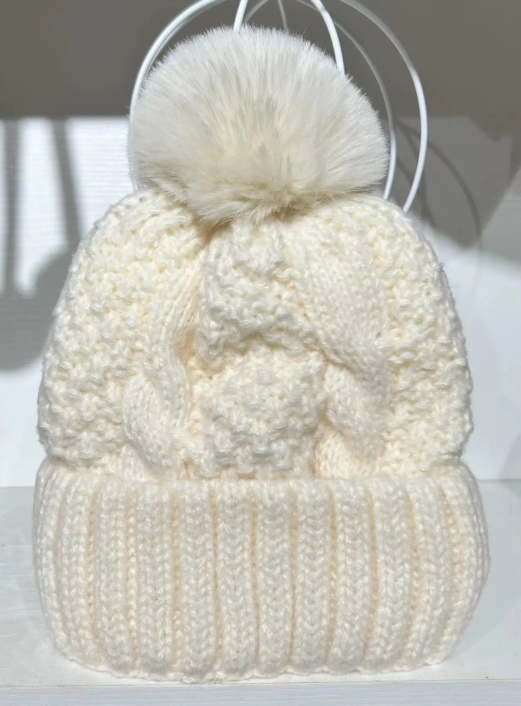 New Winter Twist Knitting Hat For Women Fur Pompom Thick Plush Cap Beanie Solid Color Ladies Warm Ski Snow Skullies Beanies Purest Peak