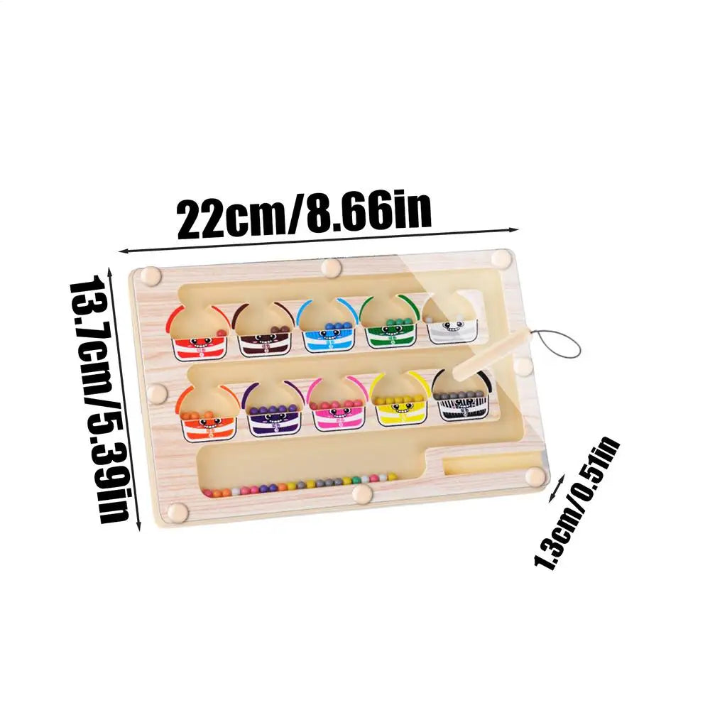 Montessori Magnetic Color Sorting Maze Number Maze Toys Wooden Puzzle Activity Board Fine Motor Toys for Toddlers Boys Girls Quick Pick Grocers