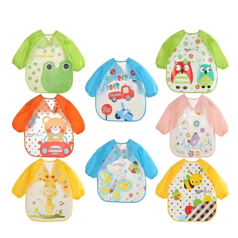 Waterproof EVA Full Sleeve Baby Bibs Children Apron Long Sleeve Feeding Smock Kids Eating Breastplate Infant Scarf Clothing Quick Pick Grocers