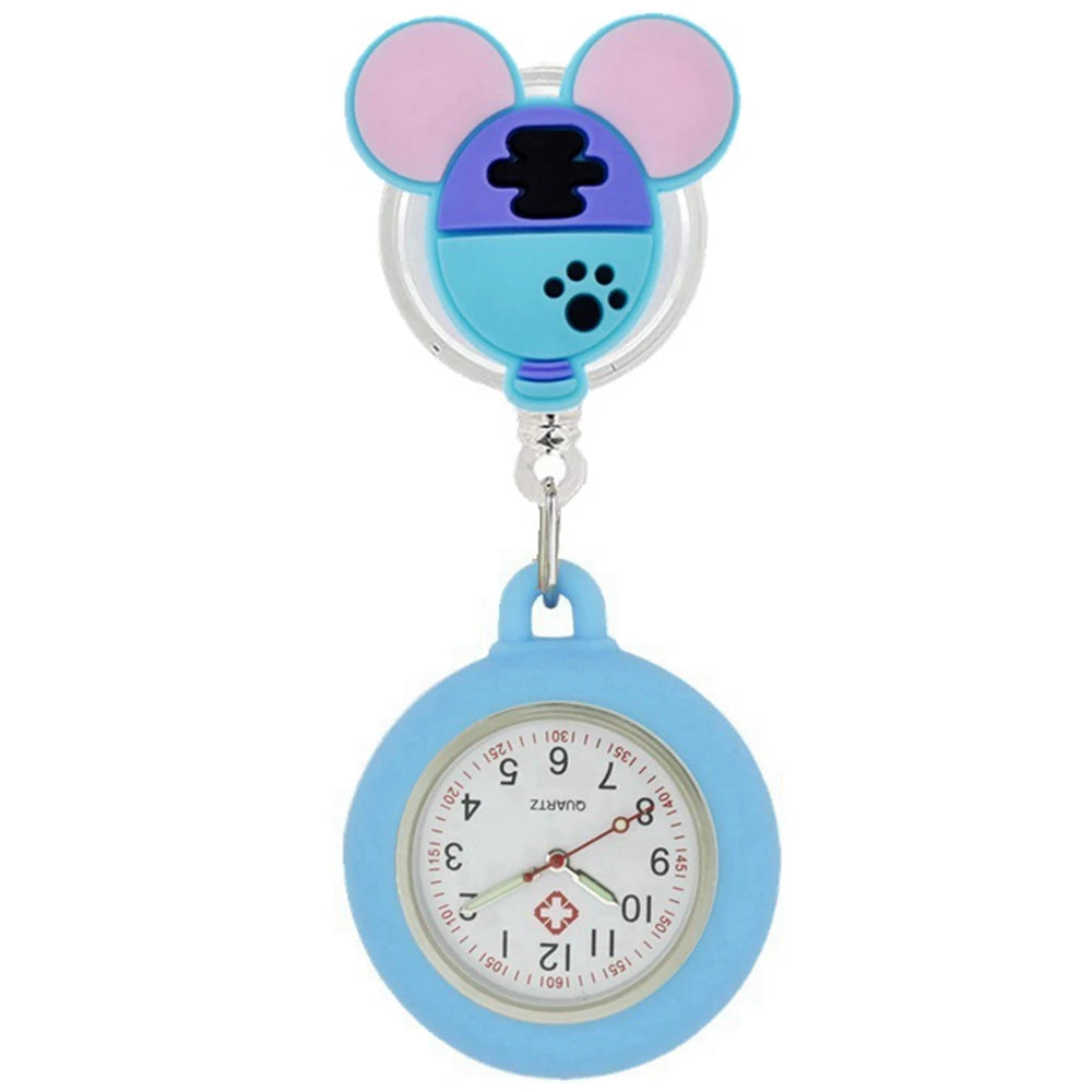 Retractable Lovely Cartoon Pattern Nurse Doctor Pocket Hang Clips Watches Colourful Hospital Medical Women Mens Badge Reel Clock Quick Pick Grocers