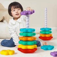 Baby Rotating Rainbow Tower Montessori Stacking Puzzle Toys Safety Early Educational Children's Toys Christmas Birthday Gifts Purest Peak