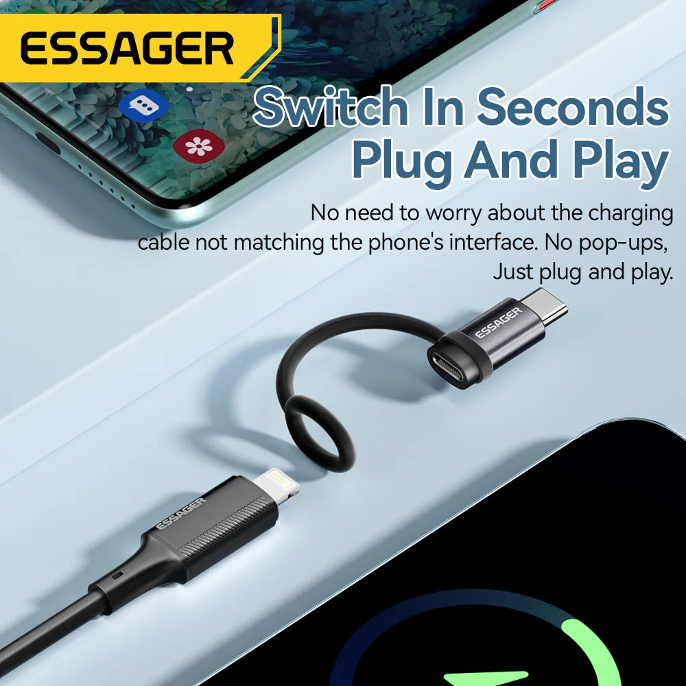 Essager Lighting To USB C Adapter 3A Fast Charging OTG for iPhone 15 xr Pro Type C To Lighting iPhone Connector OTG Converter Quick Pick Grocers