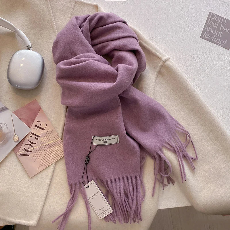 Luxury Winter Wool Scarf Women Cashmere Warm Pashmina Brand Foulard Female Shawls Wraps Thick Soft Bufanda Scarves Stole 2024 Quick Pick Grocers