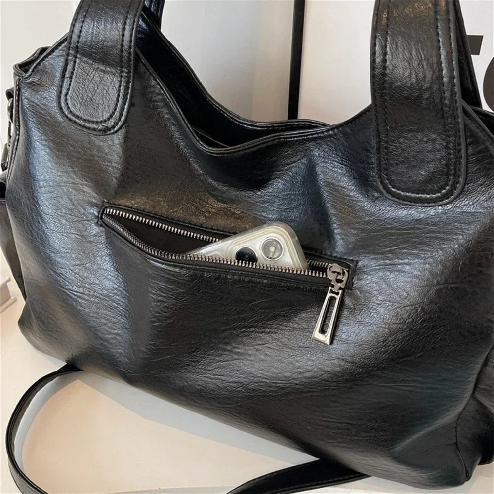Soft Interior Compartment Shoulder Bags 2026 High Quality Contrasting Colors Bags for Women Fashion Zipper Pu Women's Handbags Quick Pick Grocers