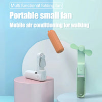 Foldable Small Fan Portable and high-power Hand Held Portable Mini Fan Rechargeable Hand USB Charge Fan Quick Pick Grocers