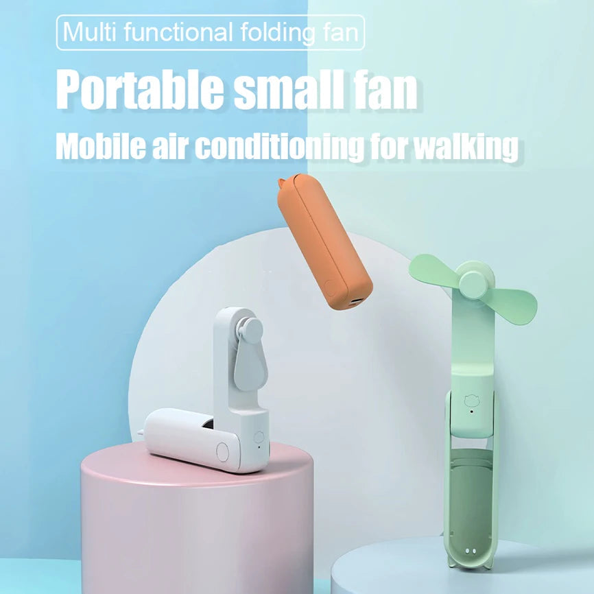 Foldable Small Fan Portable and high-power Hand Held Portable Mini Fan Rechargeable Hand USB Charge Fan Quick Pick Grocers