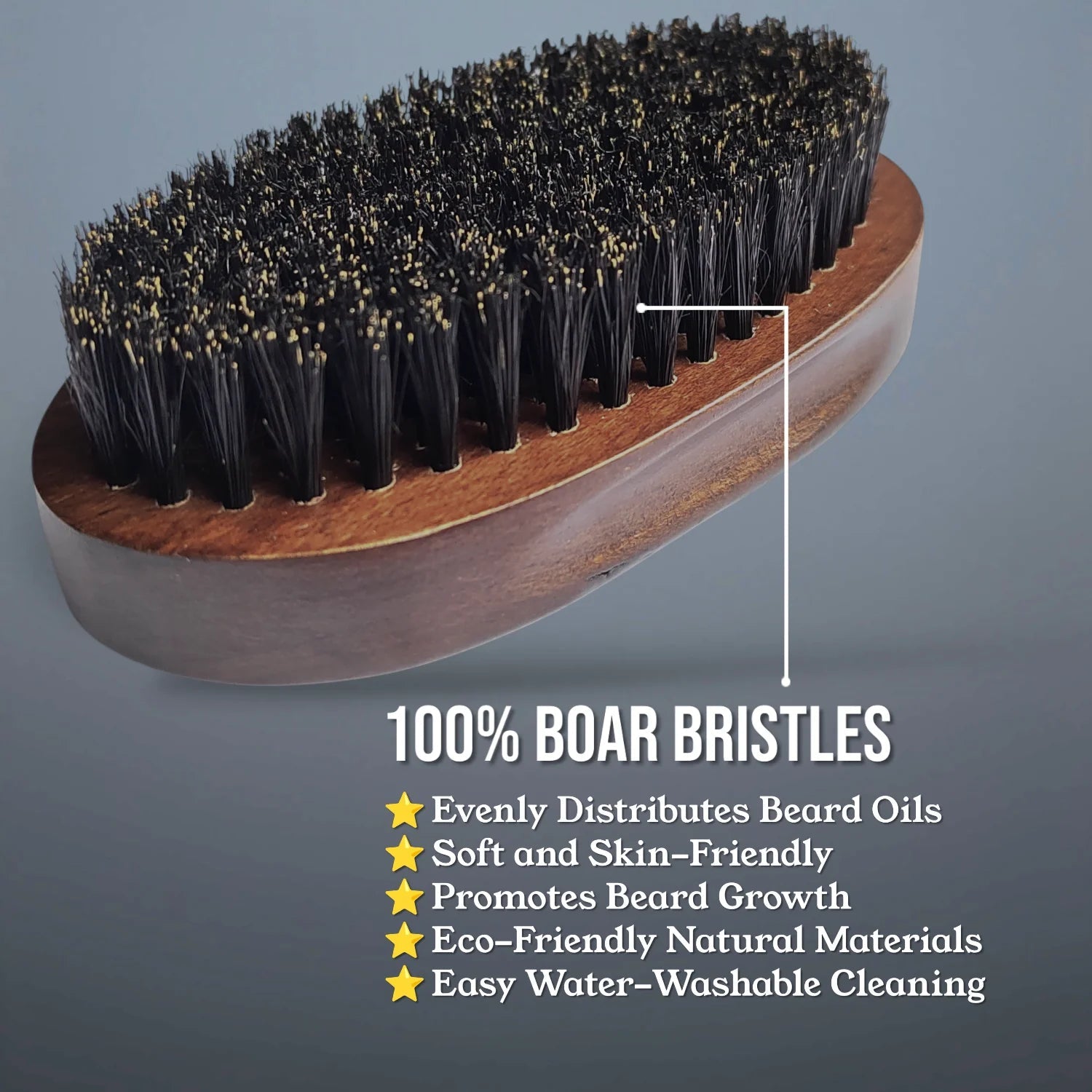 Gracemen Premium Boar Bristle Beard Brush Oval Wooden Handle Quick Pick Grocers