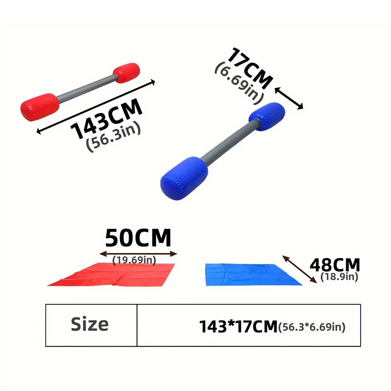 1Set Red Blue Inflatable Sticks Kids Toys Pvc Air Hammer Yard Game Sticks with Mats for Boys Girls Party Confrontation Game Toy Quick Pick Grocers
