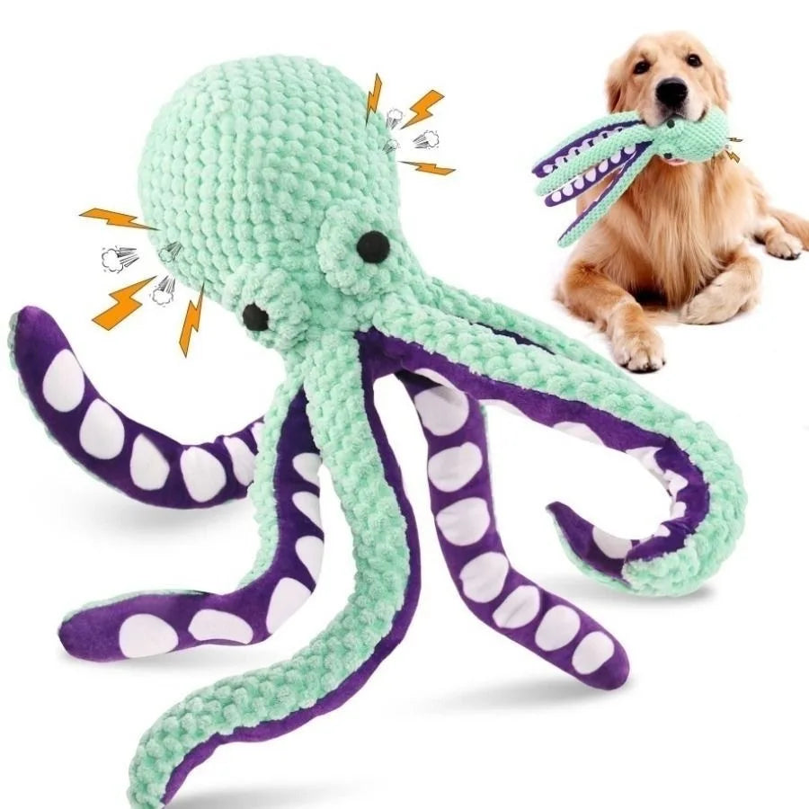 Squeaky Octopus Plush Dog Toy Indestructible Teething Chew Toy Interactive Sound Pet Stress Relief Boredom Toy for Dogs and Cats Quick Pick Grocers