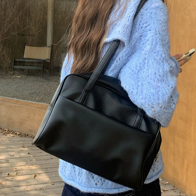 Korean Style Large Capacity Single Shoulder Women's Bag Versatile Vintage Underarm Bag Autumn 2025 New Arrival Tote Bag Quick Pick Grocers