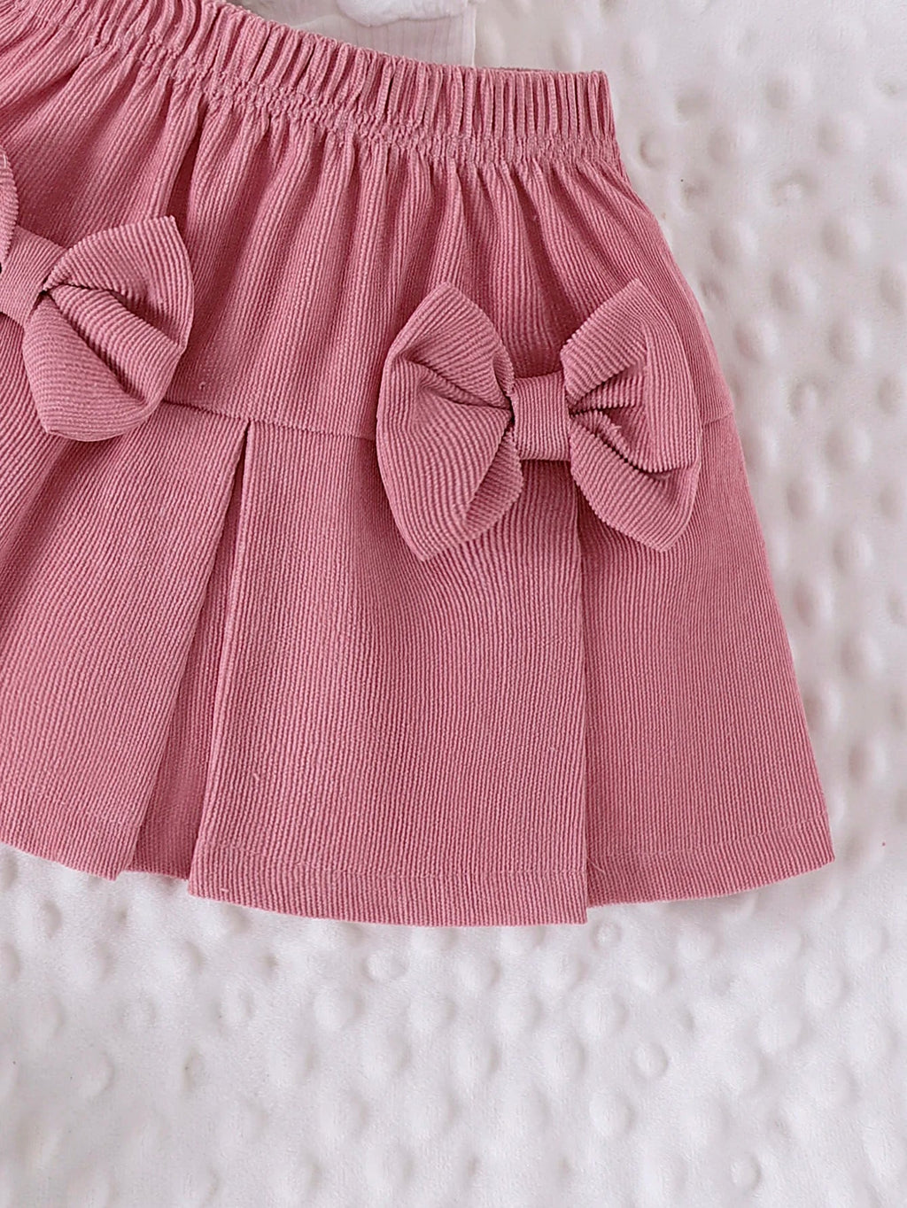 2PCS Winter New Style For 0-3 Year Old Girls, Comfortable Sweet And Cute Bubble Sleeves, Love Chapter Top + Pink Short Skirt Set Econic Blanks