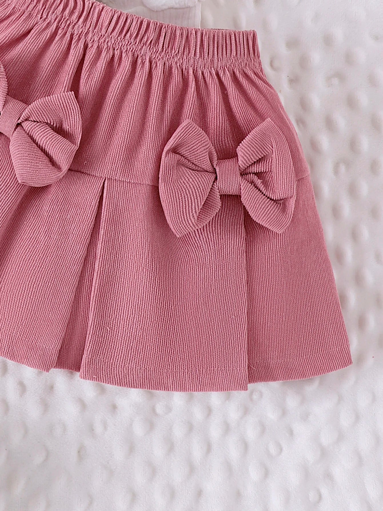 2PCS Winter New Style For 0-3 Year Old Girls, Comfortable Sweet And Cute Bubble Sleeves, Love Chapter Top + Pink Short Skirt Set Econic Blanks