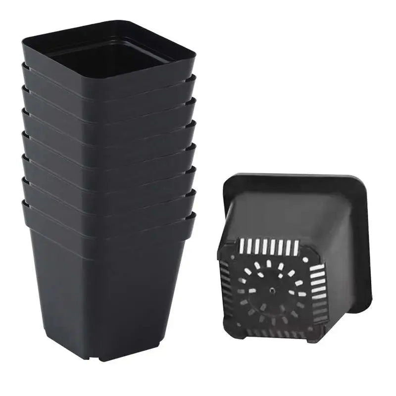 Seedling Pots 50Pcs Square Plant Seeding- Planting Cup Plastic Deep Nursery Tree Pot Flower Plant Container Pot Garden Grow Quick Pick Grocers