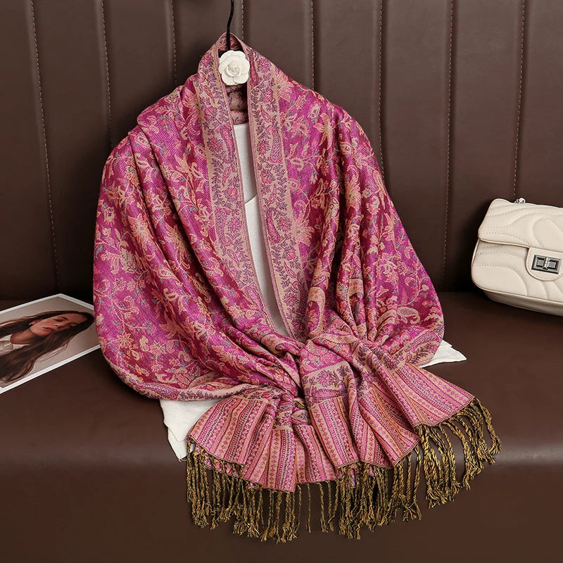 Luxury Brand Autumn Cashmere Pashmina Shawl Lady Wrap Warm Winter Scarves Design Print Female Foulard Cotton Stoles Scarf 2023 Quick Pick Grocers