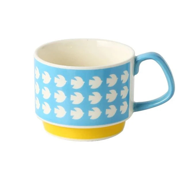 300ml Japanese Flower Coffee Mug Set Retro Ceramic Milk Oats Mug Office Water Handgrip Cup Kitchen Party Drinkware Set Quick Pick Grocers