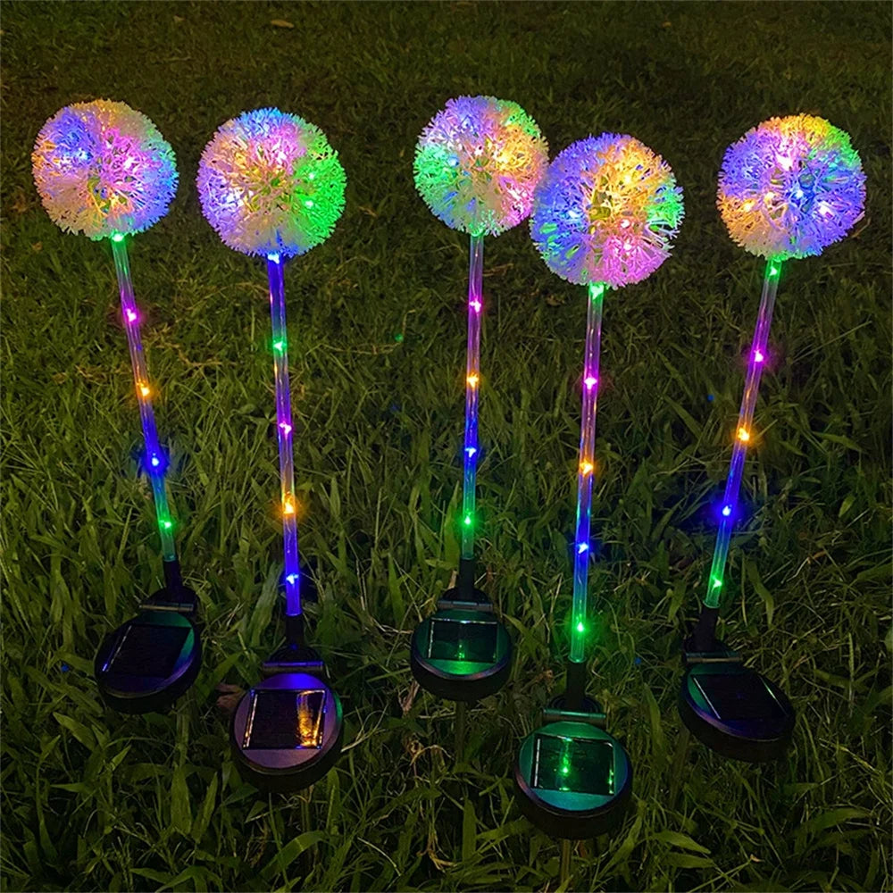 1PC/2PC 1 head/3 head solar LED dandelion outdoor ground mounted light,suitable for courtyard,garden,and landscape decoration Quick Pick Grocers
