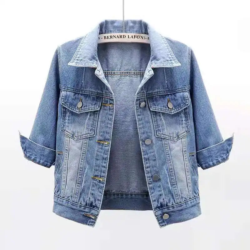 Women Denim Jacket Spring Autumn Short Coat Pink Jean Jackets Casual Tops Purple Yellow Purple Blue Loose Tops Lady Outerwear Quick Pick Grocers