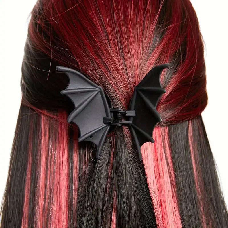 Gothic Bat Hair Clip Halloween Matte Black Gothic Punk-Style Animal Print Hairpin for Women, Elegant Party Hair Accessory Quick Pick Grocers