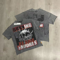 Streetwear Vintage Washed Diamond Cropped Tee for Men Crew Neck Short Sleeve Loose Cotton Rhineston Tshirts Oversized Quick Pick Grocers