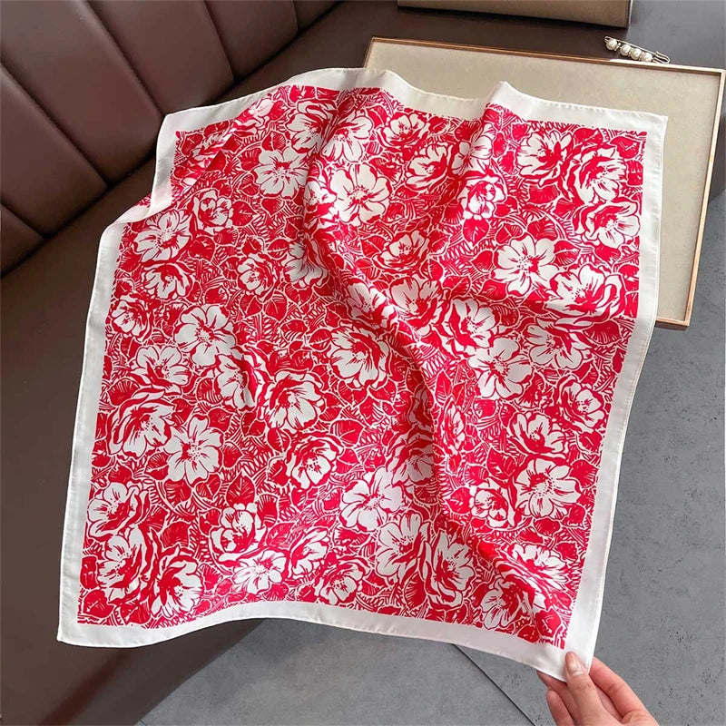 2025 Silk Shawl Print Headscarf Cat Hair Wrap Neckerchief Female Satin Square Scarf For Women Headband Foulard Hijab Bandana Quick Pick Grocers