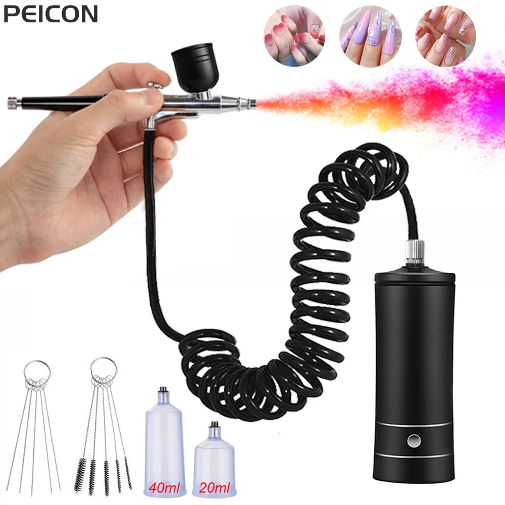 Airbrush Nail with Compressor Portable Air Brush with Compressor For Nails Art Cake Painting Craft Airbrush Nail Art Compressor Econic Blanks