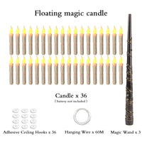 Halloween LED Floating Candles Magic Wand Remote Hanging Operated Potter Harries Battery Floating Candles Warm Light Decoration Quick Pick Grocers