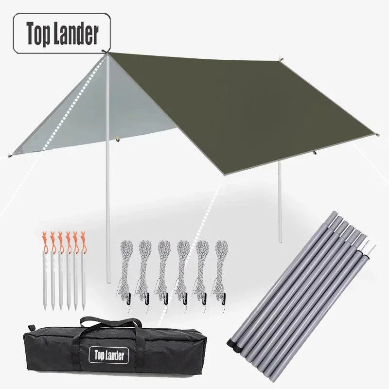 4x4m 5x3m 4x3m 3x3m Ultralight Waterproof Tarp Tent Large Camping Awning Sun Shelter Garden Canopy Outdoor Beach Shade Hiking Econic Blanks