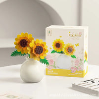 Building block pot plant bouquet of flowers, roses, lily building blocks, toys with flower pots, cute living room ornaments gift Quick Pick Grocers