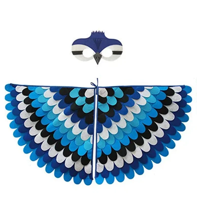 Bird Cosplay Costume Stage Performance Owl Peacock Wings Bird Felt Cape with Mask for Girls Boys Halloween Party Cloak Quick Pick Grocers