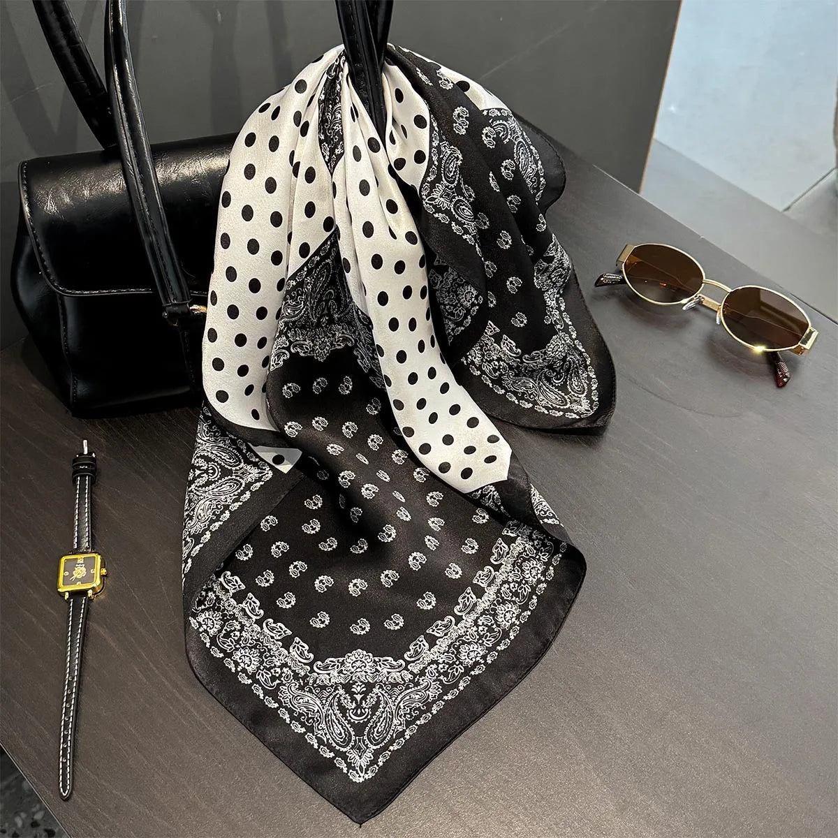 2025 Fashion 100% Real Silk Scarf 53cm Square Bandelet Women's Silk Temperament Small Scarf Neck Decorative Wrap Printed Scarves Quick Pick Grocers
