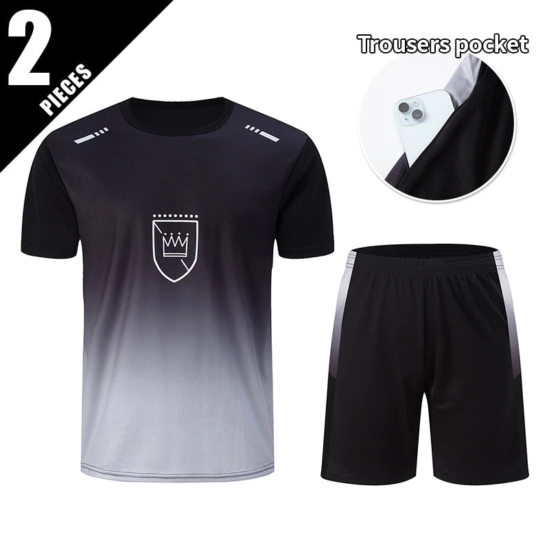 2/4/6 Pcs Plus Size Men's Quick-drying Short-sleeved Shorts Suit Men's Leisure Sports Running Fitness T-shirt Joker Shorts Teen Quick Pick Grocers