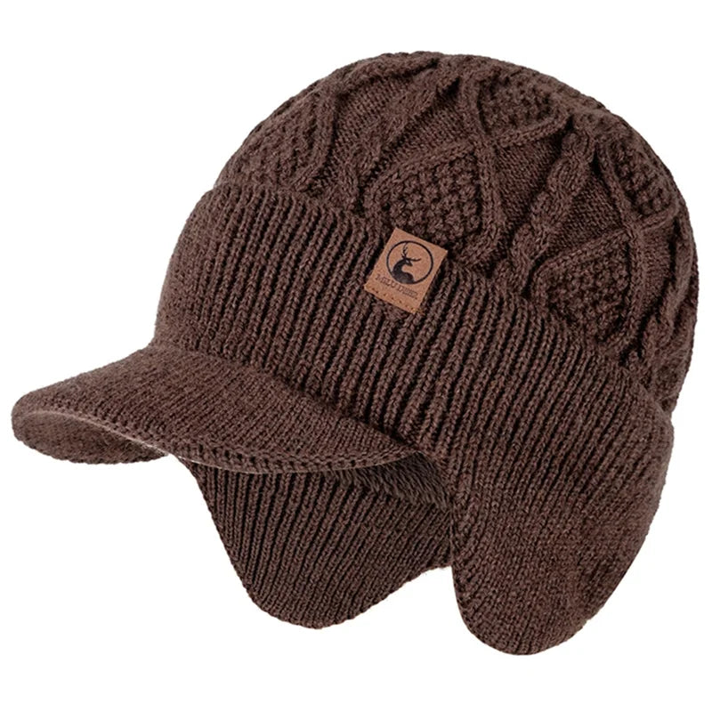 New Unisex Winter Hat Plush Fur Lined Warm Earflap Cap Stylish Soft Beanie Hat  Outdoor Thick Ski Sports Knitted Hat Purest Peak