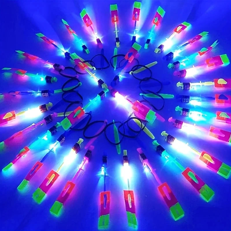 10pcs Led Light Rockets - Bright Flying Toys with Slingshot Launchers, Party Favors for Birthdays, Halloween, Christmas Econic Blanks