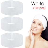 100/50/10pcs Disposable Spa Headbands Elastic Non-Woven Fabric Hair Bands for Women Makeup Soft Skin Care Esthetician Supplies Quick Pick Grocers