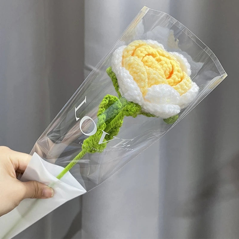 1pc Tulip Crochet Flowers Artificial Woven Flowers Handmade Tulipanes Wedding Gift for Guest Home Decoration Mother's Day Gift Quick Pick Grocers